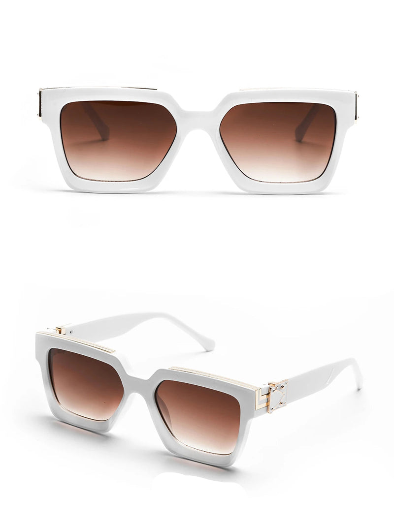 Retro Black Millionaire Shades – Luxury Designer Square Sunglasses for Men and Women, Trendy 2024 Style