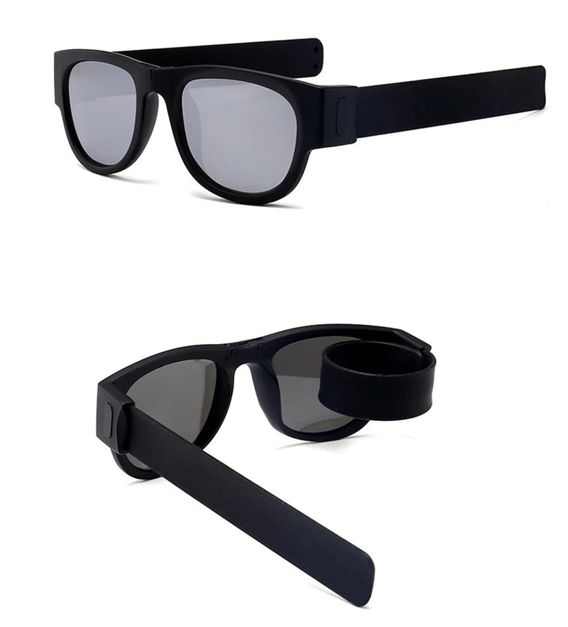 Folding Slap Sunglasses – Trendy Polarized Shades for Men with Mirror Finish and Wristband-Style Folding Innovation