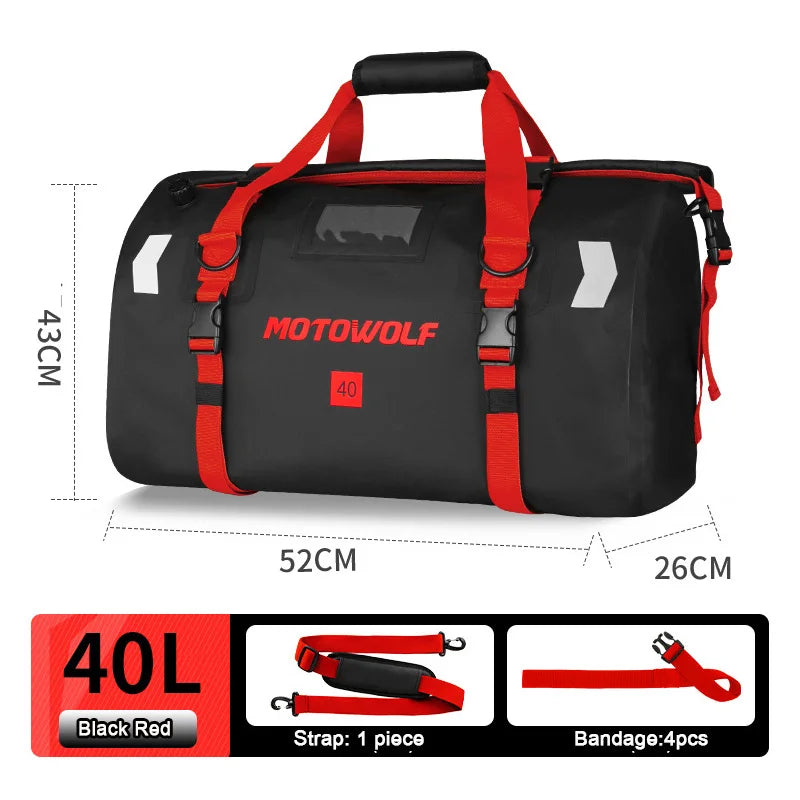 Motorcycle Waterproof Dry Duffle Bag – Reflective Outdoor Tail Luggage for Travel, Fishing, Camping, Boating, and Skiing