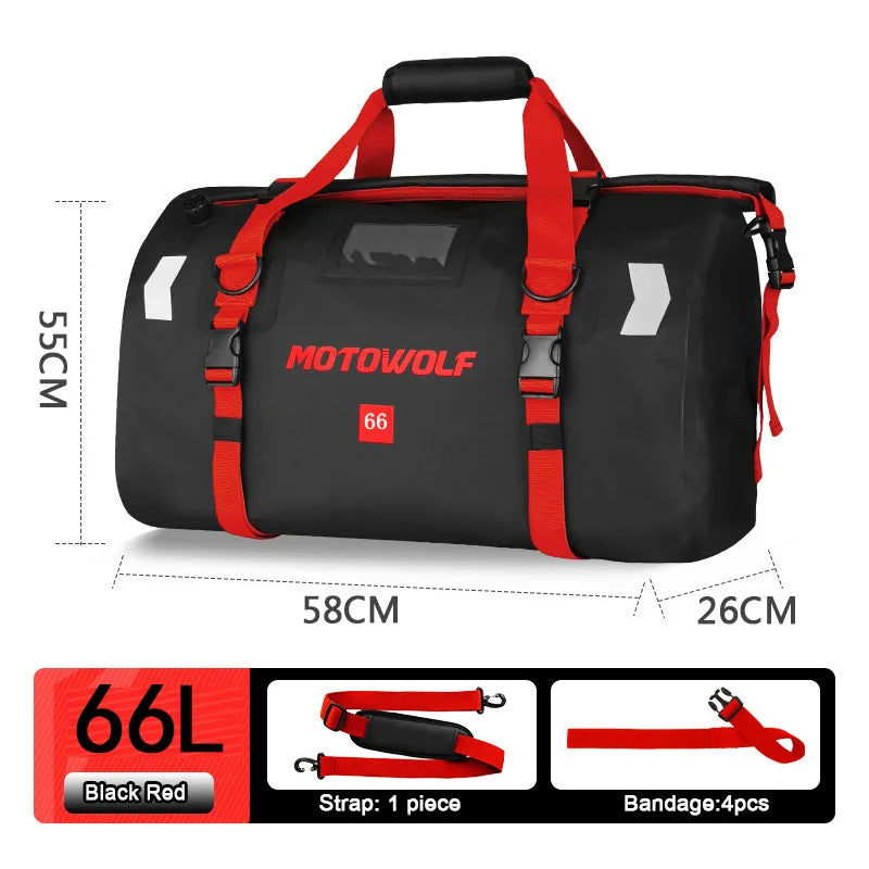 Motorcycle Waterproof Dry Duffle Bag – Reflective Outdoor Tail Luggage for Travel, Fishing, Camping, Boating, and Skiing