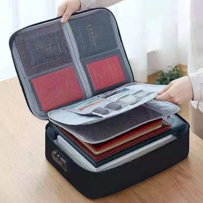 Multifunction File Pack Organizer – Large Capacity, Lockable Document Case for Certificates, Home Office, and Travel Use