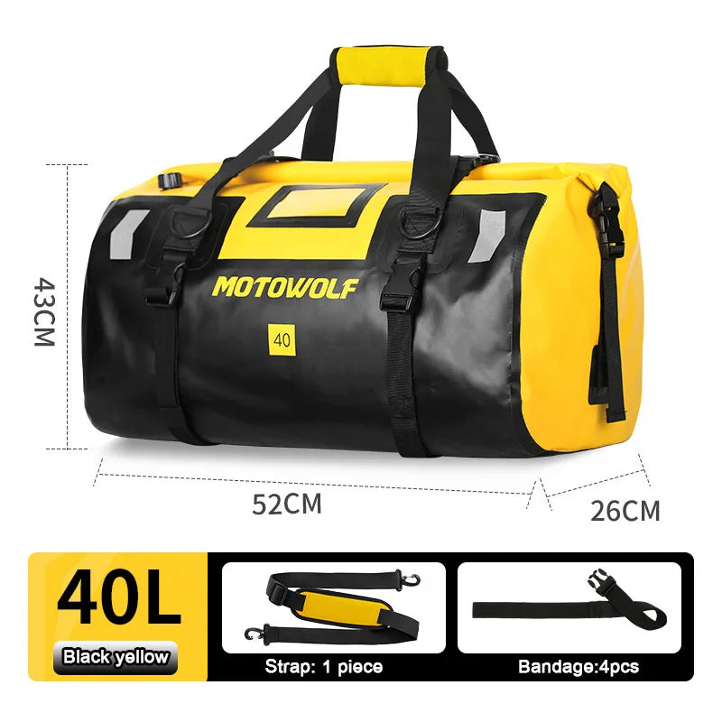 Motorcycle Waterproof Dry Duffle Bag – Reflective Outdoor Tail Luggage for Travel, Fishing, Camping, Boating, and Skiing