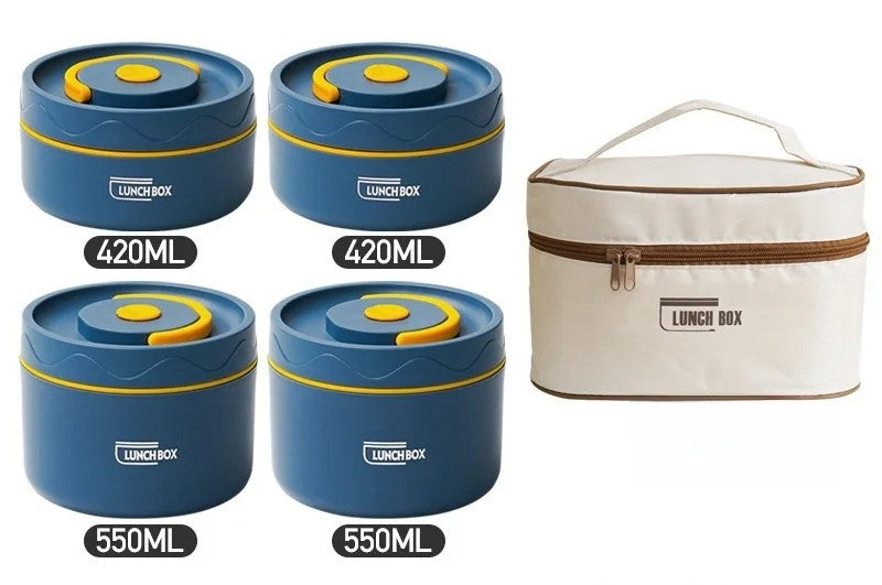 Stackable 4-Tier Bento Lunch Box – 304 Stainless Steel with Cutlery Set for Kids, Adults & Office Meals