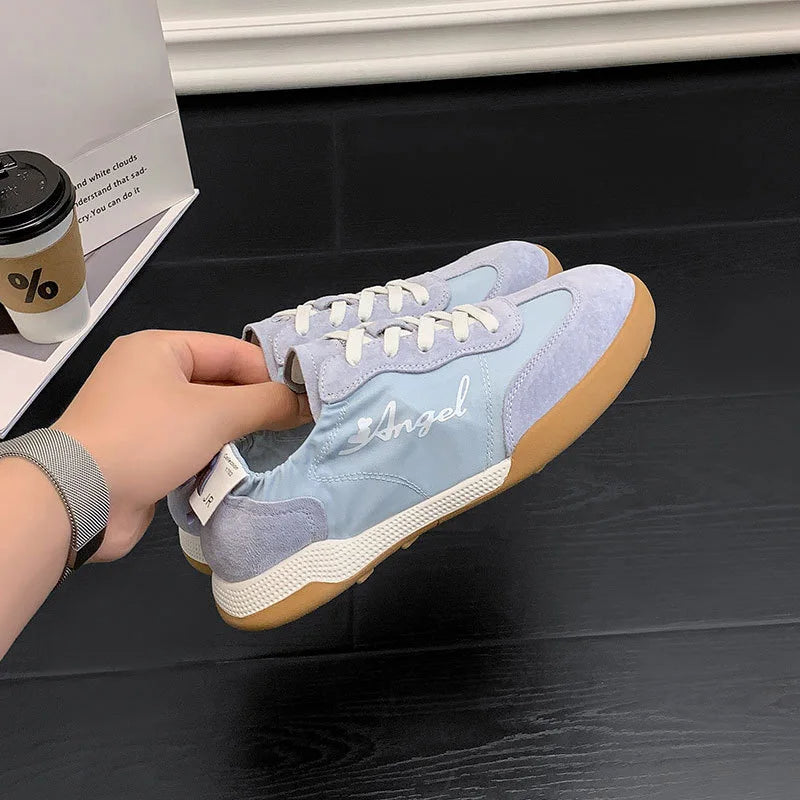 Women’s Round Toe White Court Sneakers - Lightweight Outdoor Leather Skate Shoes for Casual Spring or Summer Style