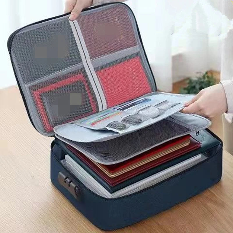 Multifunction File Pack Organizer – Large Capacity, Lockable Document Case for Certificates, Home Office, and Travel Use