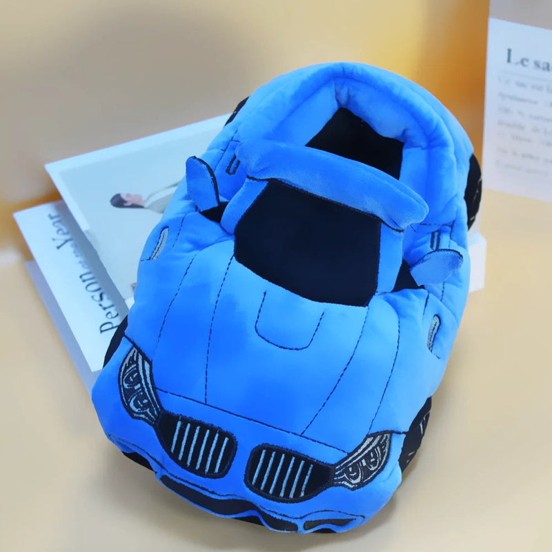 Highland Cow Plush Car-Shaped Slippers – Cozy Valentine’s Gift with Soft Warm Interior for Men and Women Indoor Lounging