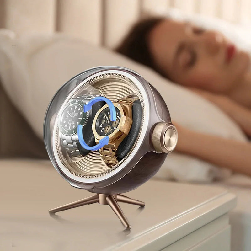 Luxury Automatic Watch Winder – Zero Magnetism Silent Storage Box with LED for Mechanical Watches, Bedside Display, or Gift Showcase