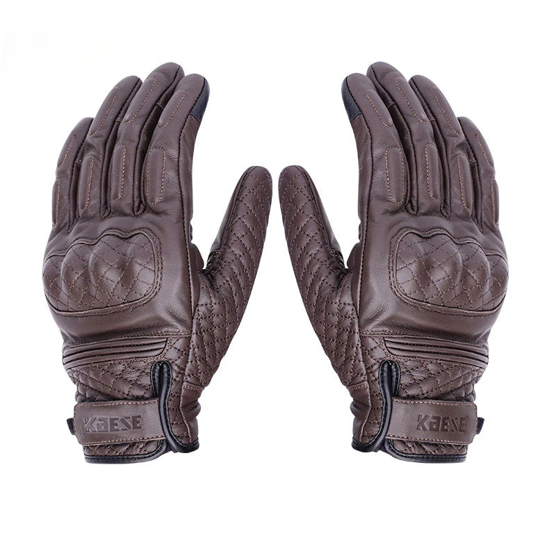 Waterproof Real Leather Motorcycle Gloves - Touchscreen & Protective