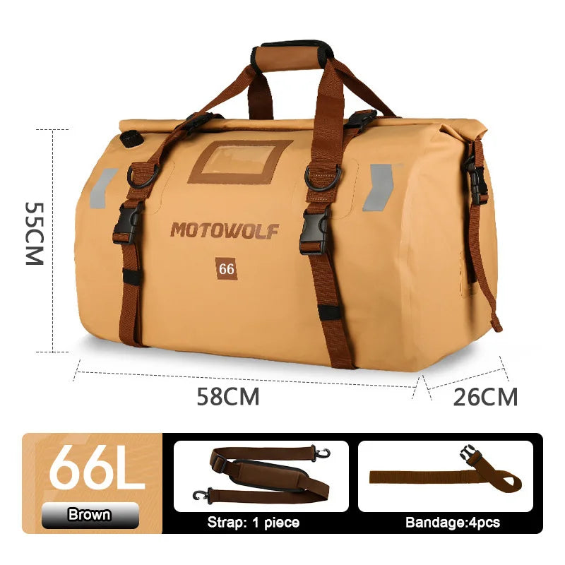 Motorcycle Waterproof Dry Duffle Bag – Reflective Outdoor Tail Luggage for Travel, Fishing, Camping, Boating, and Skiing