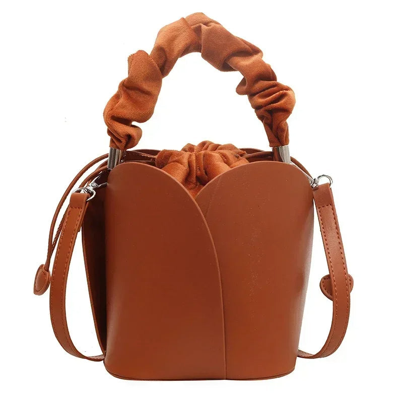 High-End Pleated PU Bucket Handbag – Must-Have Solid Color Statement Bag for Every Modern and Stylish Woman