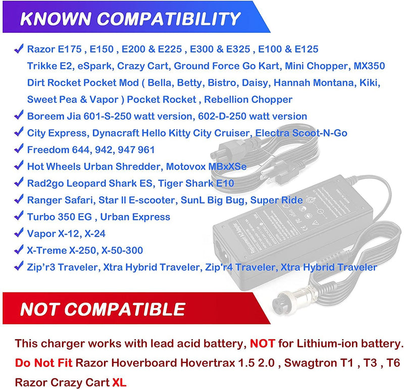 24 Volt Fast Battery Charger For Razor Electric Scooter Bike 24V