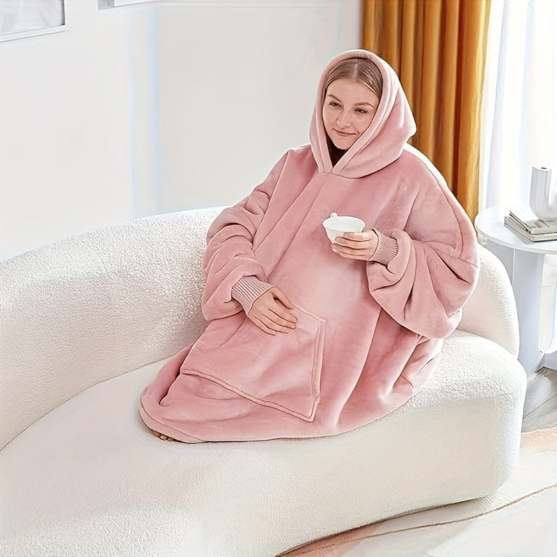 Wearable Double-Sided Hoodie Blanket – Ultra-Soft Reversible Pajama Sweatshirt for Snuggly Winter Comfort, Lounging, and Cozy All-Day Warmth