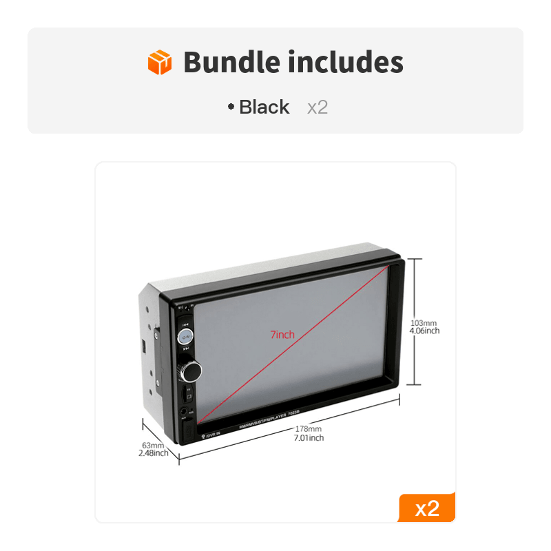 2 Din 7 Inch Car Stereo Touch Screen Multimedia MP5 Radio