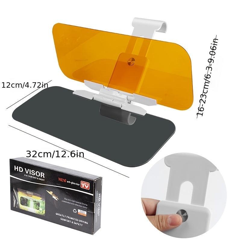 2-in-1 Car Visor, Day And Night Anti-Glare Visor, Automobile Sun Anti-UV Block Visor, Non Glare Anti-Dazzle Sunshade Mirror Goggles Shield For Driving