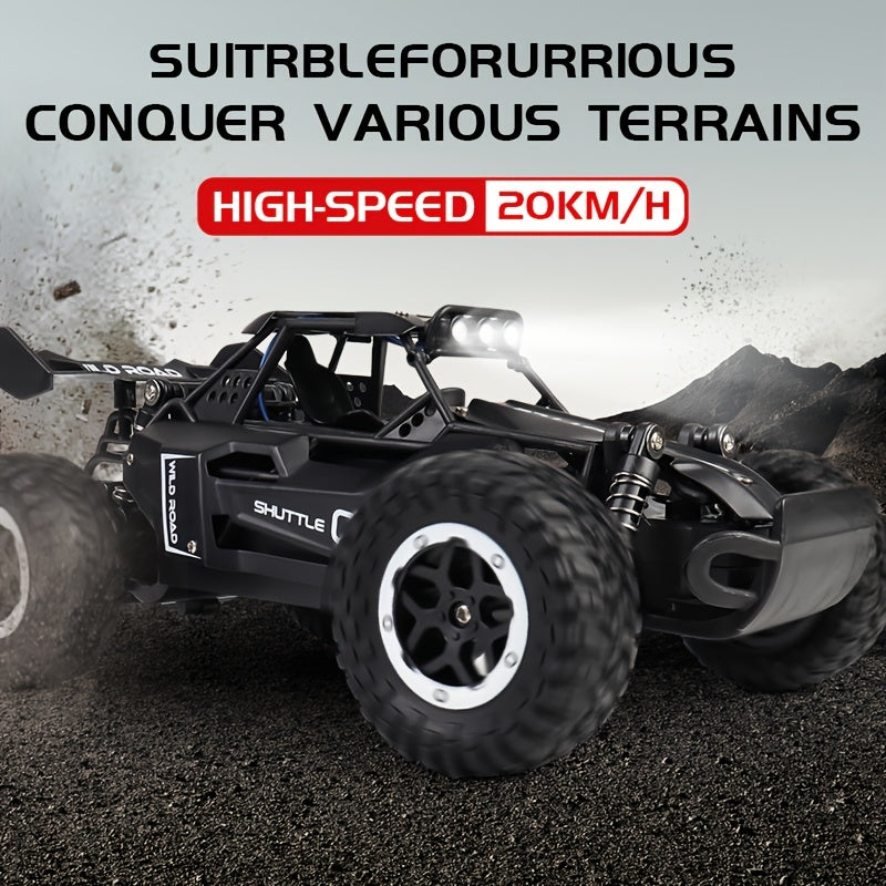 1:16 Scale Off-Road RC Buggy, 2.4GHz Remote Control, Rechargeable 500mAh Lithium Battery, 20KM/H, with LED Lights, USB Charging, Anti-Collision, for Ages 14+