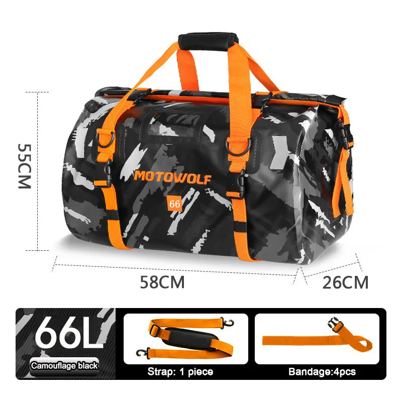 Motorcycle Waterproof Dry Duffle Bag – Reflective Outdoor Tail Luggage for Travel, Fishing, Camping, Boating, and Skiing