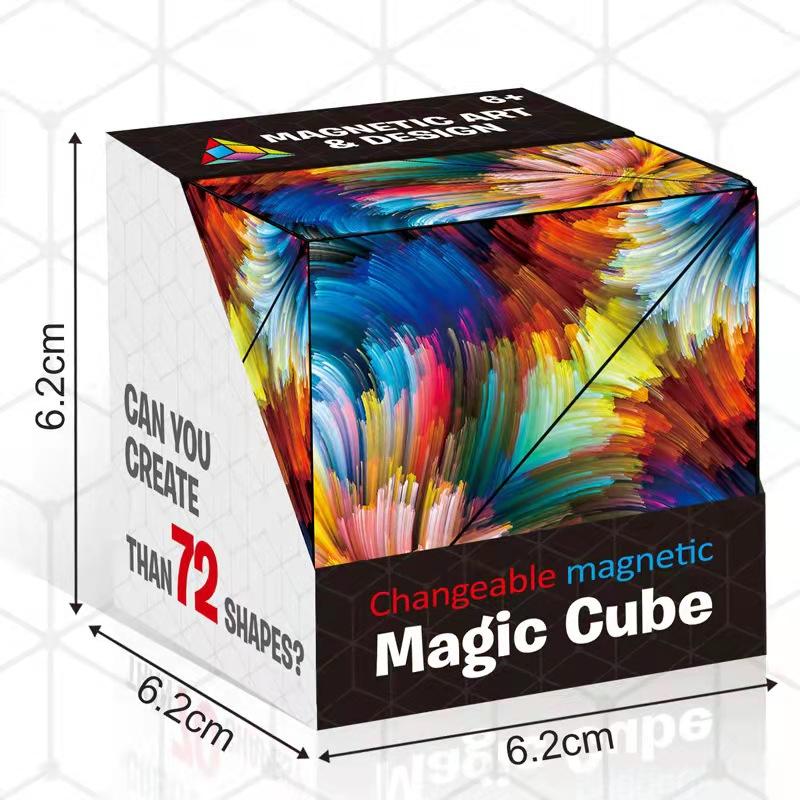 Changeable Magnetic Magic Cube, Anti Stress 3D Office Hand Flip Puzzle Stress Reliever Autism Collection Toys for Kid