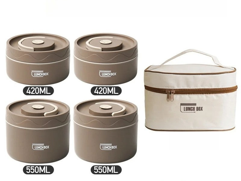 Stackable 4-Tier Bento Lunch Box – 304 Stainless Steel with Cutlery Set for Kids, Adults & Office Meals