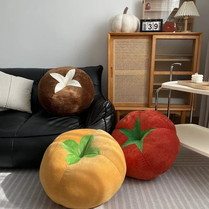 Tomato-Shaped Cushion – Thickened Round Pillow for Window Seat or Bedroom with a Fun Vegetable Design