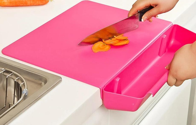 2-in-1 Foldable Cutting Board with Side Storage