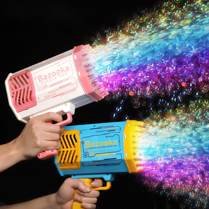 Bubble Blower Gun Rocket, Luncher Bubble Maker Machine with Colorful Lights Bluster