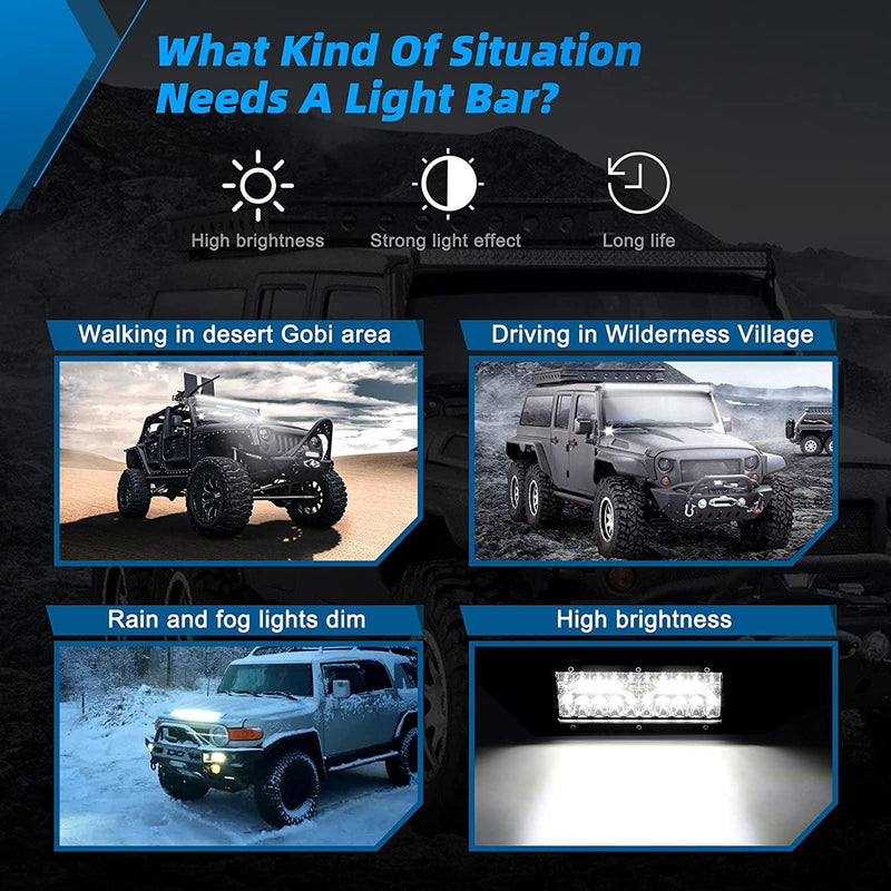 2PCS 7 Inch 240W 24000LM LED Light Bar - High Intensity LED Pods for Off-Road, Truck, Jeep, and More