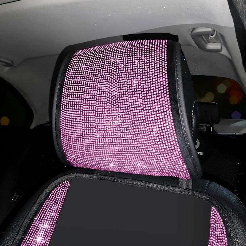1pc Bling Auto Car Neck Pad Crystal Rhinestone Artificial Diamond Head Pad Pillow Women Girls Car Interior Accessories