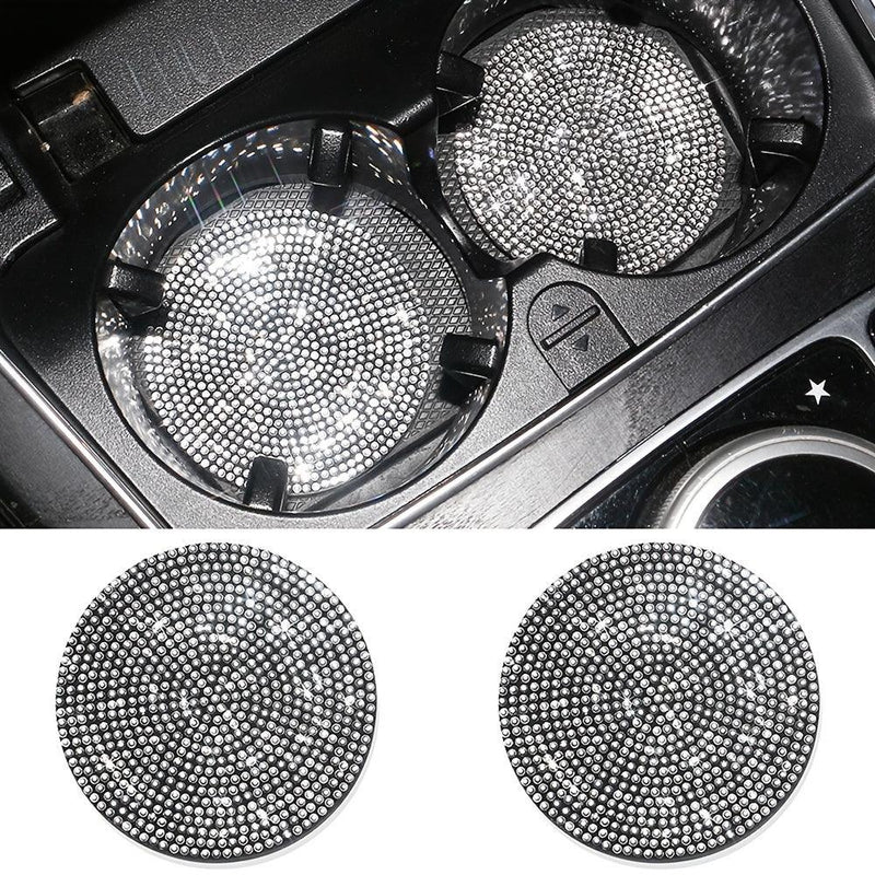 2PCS Multi-functional ArtifDiamond Car Coasters Water Cup Slots Non-slip Pads Silicone Pads Cup Holder Pads Car Gadgets Glitter Car Accessories Women