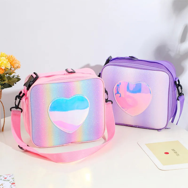 Glitter Laser Thermal Lunch Bag – Stylish Bento Shoulder Bag for Girly Picnics, Backpacks & Outdoor Adventures