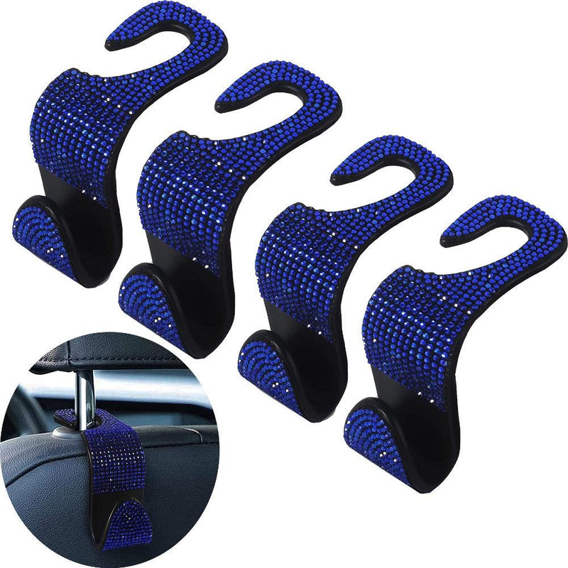 4pcs Crystal Bling Rhinestone Car Back Seat Headrest Hooks Car Purse Bag Holder, Bling Car Interior Accessories For Women And Men