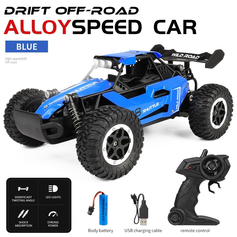 1:16 Scale Off-Road RC Buggy, 2.4GHz Remote Control, Rechargeable 500mAh Lithium Battery, 20KM/H, with LED Lights, USB Charging, Anti-Collision, for Ages 14+