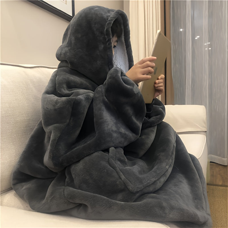 Wearable Double-Sided Hoodie Blanket – Ultra-Soft Reversible Pajama Sweatshirt for Snuggly Winter Comfort, Lounging, and Cozy All-Day Warmth