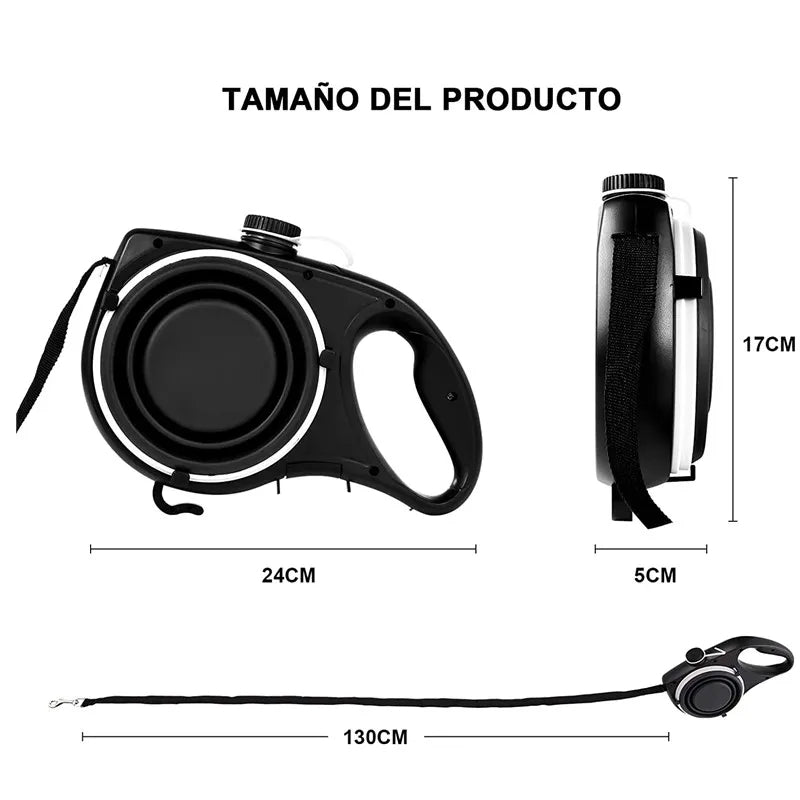 4-in-1 Multifunctional Dog Leash with Water Bottle & Bowl