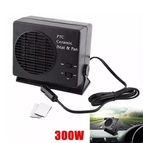 12V 150–300W Portable Ceramic Car Heater & Defogger Fan – Fast Windshield Demister & Adjustable Thermostat