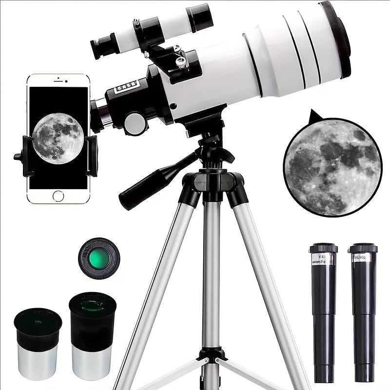 The F30070 professional astronomical telescope features high magnification and high definition. It is suitable for deep space exploration, lunar observation, stargazing and bird watching.