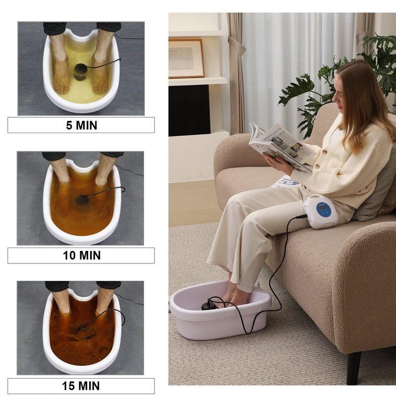 2024 Upgrade Ionic Foot Bath Detox Machine - Ionic Detox Foot Bath, Foot Detox Machine, Touch ON/OFF, LCD & Timer for Home Use Beauty Salon (2 Arrays,100 Liners,1 Blue Bag)