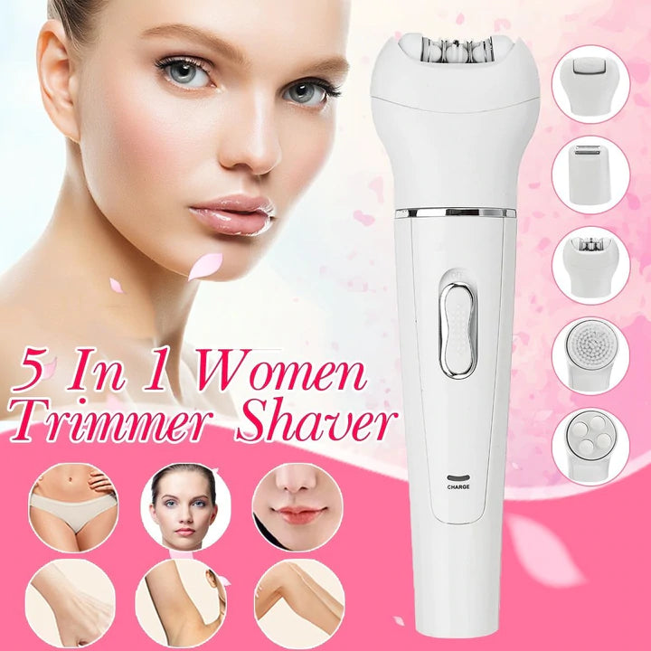 5-in-1 Epilator with Facial Cleansing |Leg Shaver | Bikini Trimmer | Eyebrows