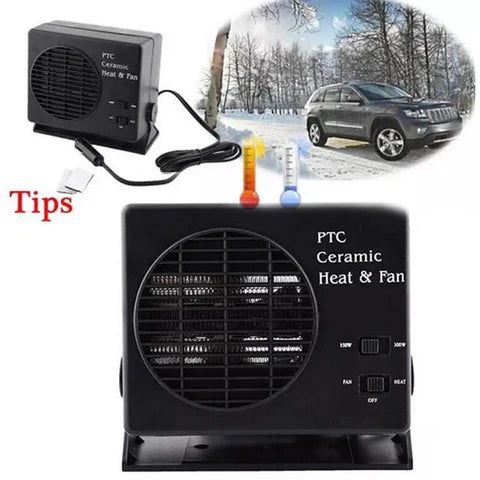 12V 150–300W Portable Ceramic Car Heater & Defogger Fan – Fast Windshield Demister & Adjustable Thermostat