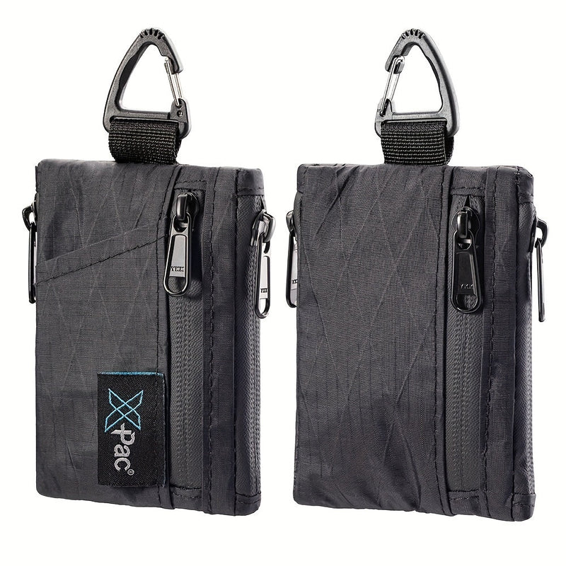EDC 5-Pocket X-PAC Wallet - Compact Black Quilted Fabric Organizer with YKK Zipper, Keychain, Coin Pouch & Card Slots for Keys, Coins, Bills - Minimalist Men'S Wallet