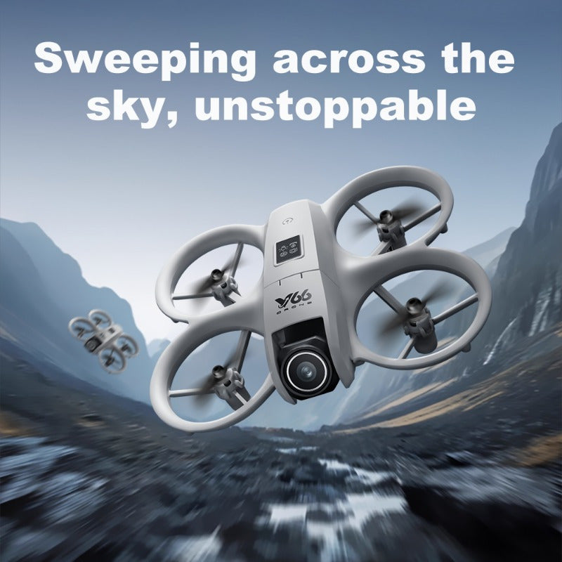 V66 Drone - High-Definition Dual Camera, LED Lights, Safety Design, Flow Tracking, Smart Obstacle Avoidance, Headless Mode, One-Click Return, WiFi Pathway Flight, 2.4GHz Interference-Free Technology, Four-Channel Hexagon Gyroscope, Real-Time Image Transmi