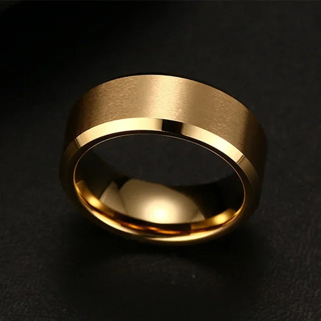 Charm Jewelry Ring for Men & Women – Black Stainless Steel Wedding Band with Matte Finish for Stylish Appeal
