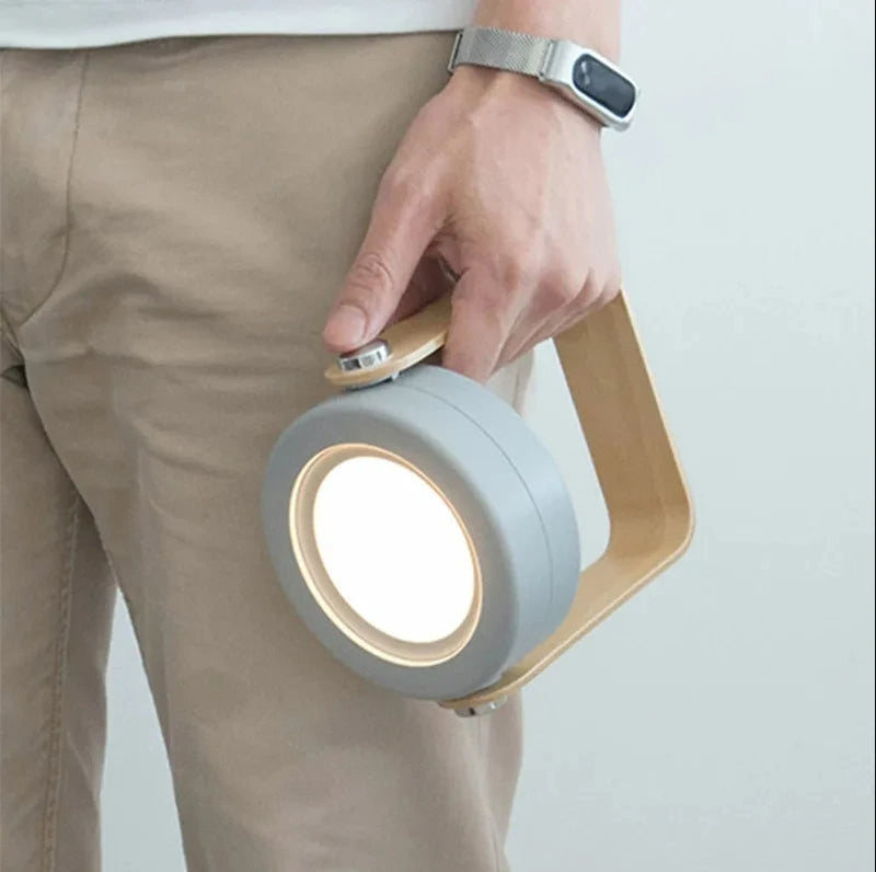 Foldable Wooden LED Night Lamp – Wood Handle Portable USB Lantern Light