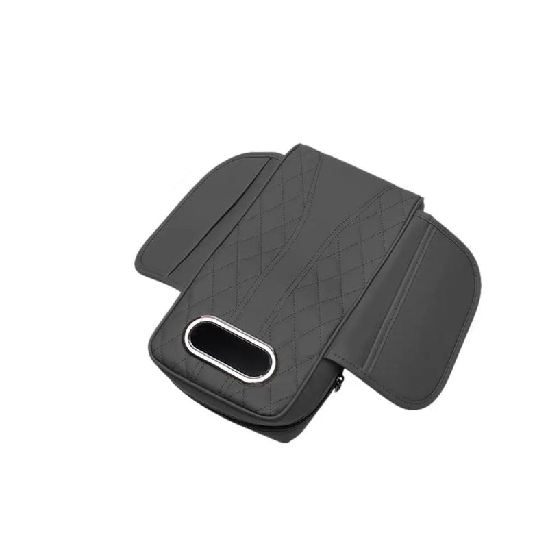 Car Armrest Cushion with Tissue Box – Memory Foam Support with Tissue Box & Storage Pockets