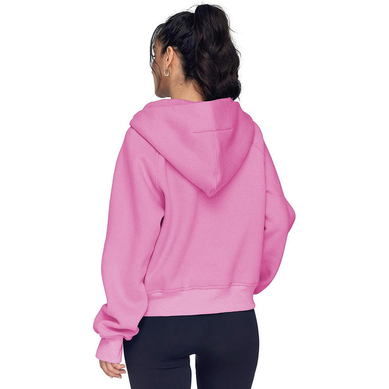 Half-Zip Fleece Hoodie Sweatshirt – Stylish Fall/Winter Pullover for Women’s Cozy Outfits and Streetwear Layers
