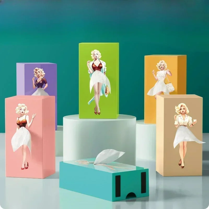 Puffy Flying Skirt Girl Tissue Box – Fun & Chic Anime-Inspired Desktop Decor