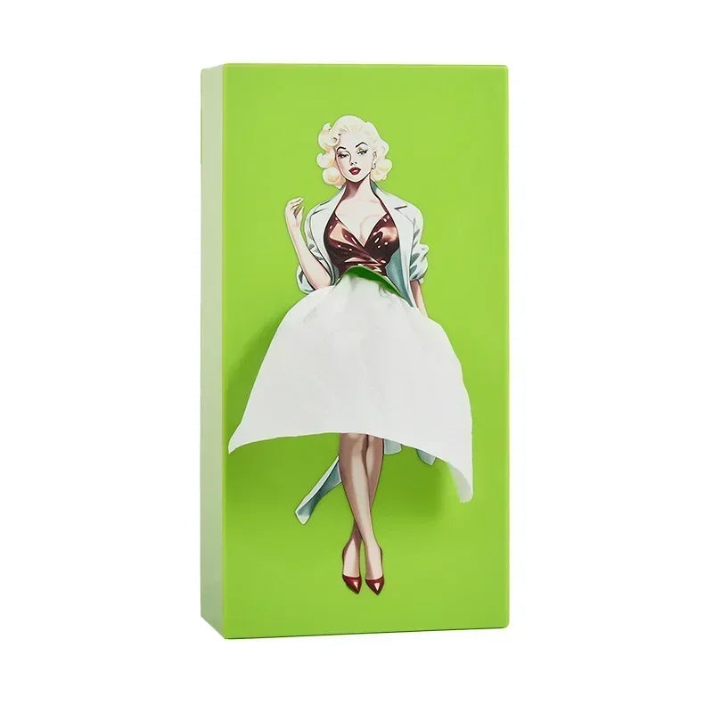 Puffy Flying Skirt Girl Tissue Box – Fun & Chic Anime-Inspired Desktop Decor