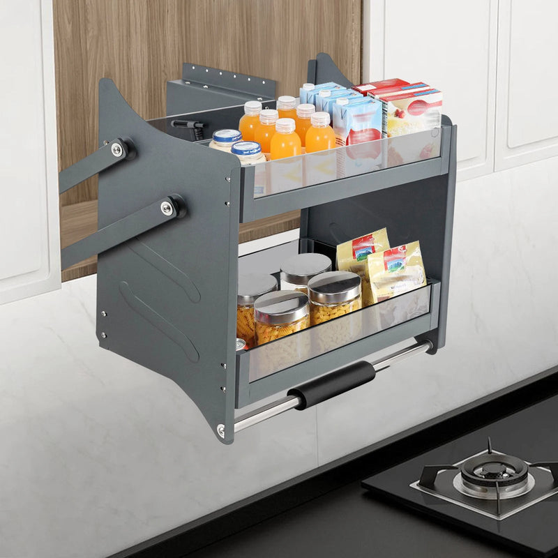 Space-Saving Pull Down Kitchen Shelf – 24" Cabinet Storage for Ultimate Convenience