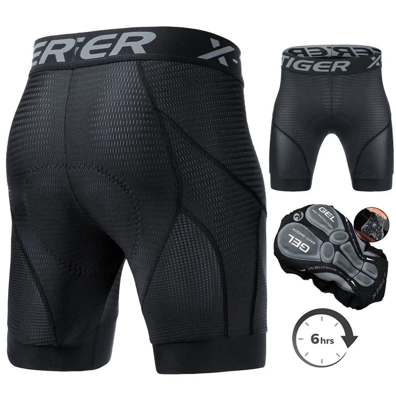 Breathable Men's Padded Cycling Shorts – 5D Underwear with Anti-Slip Leg Grips