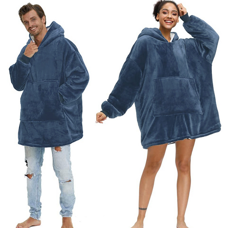 Oversized Hoodie Blanket [Unisex] thecomfy Long Flannel Blanket, Giant TV Blanket Warm Huggie