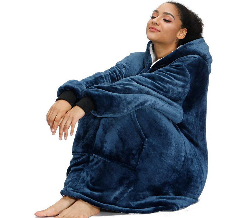 Oversized Hoodie Blanket [Unisex] thecomfy Long Flannel Blanket, Giant TV Blanket Warm Huggie